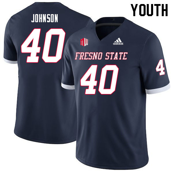 Youth #40 Carlton Johnson Fresno State Bulldogs College Football Jerseys Sale-Navy - Click Image to Close